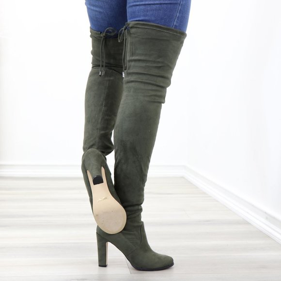 Over Knee High Boots Lace Up Slim Thigh High Heels - Picture 5 of 15